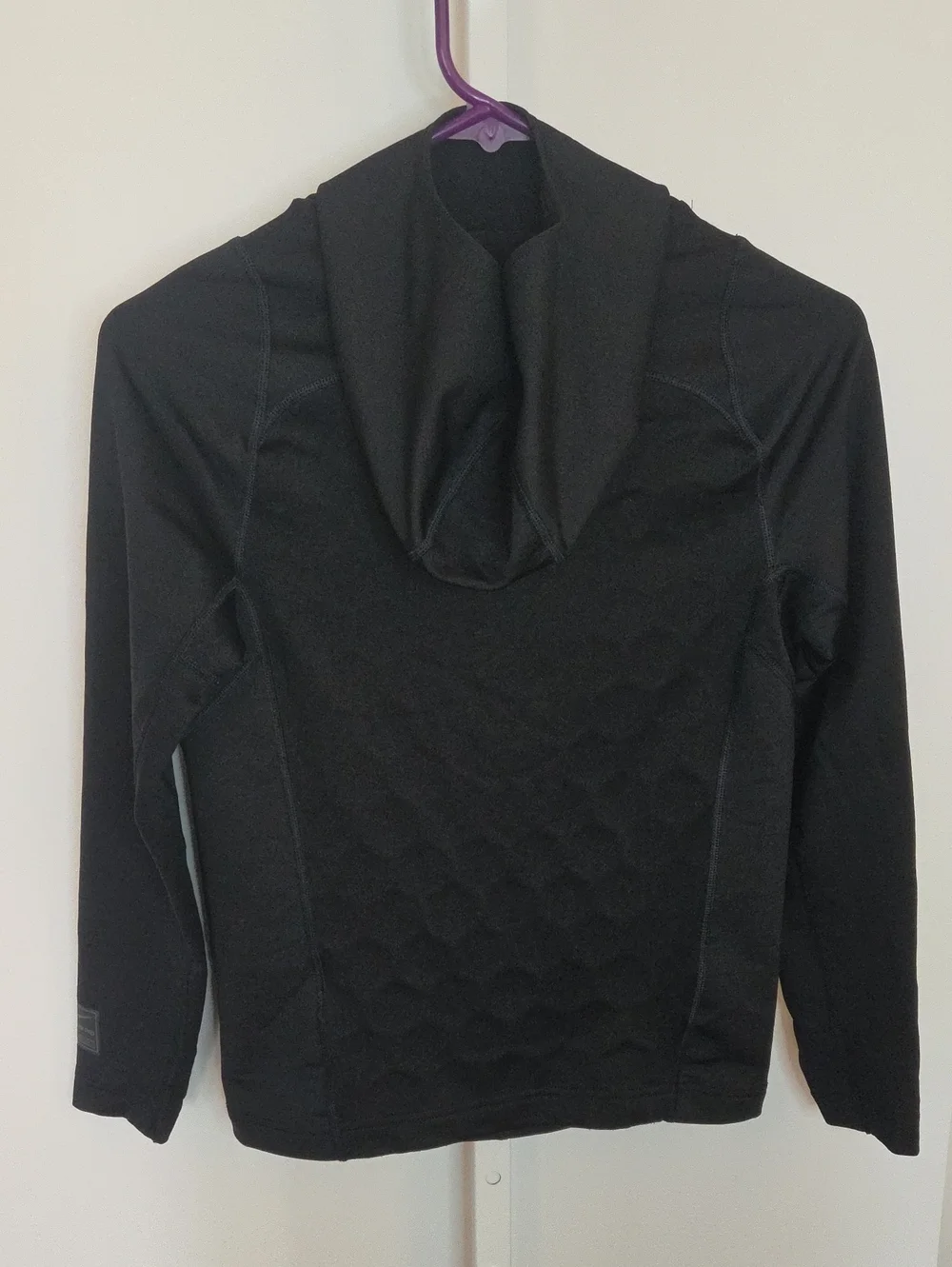 Boys Nike Pro Hyperwarm Dri Fit Fitted Hoodie Black Neon Yellow Thumbholes Large